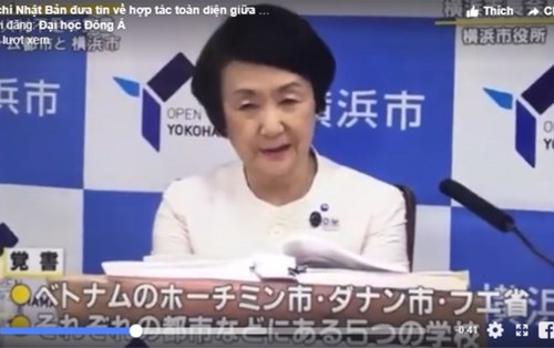  Báo chí Nhật Bản đưa tin về hợp tác toàn diện giữa ĐH Đông Á và thành phố Yokohama dưới sự phát biểu của bà Thị trưởng - Hayashi Fumiko