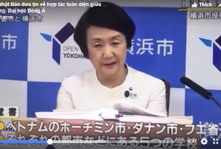  Báo chí Nhật Bản đưa tin về hợp tác toàn diện giữa ĐH Đông Á và thành phố Yokohama dưới sự phát biểu của bà Thị trưởng - Hayashi Fumiko