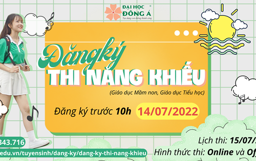 Thông báo thi năng khiếu hệ chính quy  ngành Giáo dục Mầm non và Giáo dục Tiểu học (Đợt 1 - 2022)  
