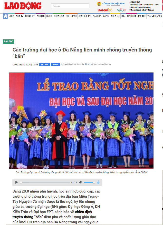 Báo Lao động - Các trường đại học ở Đà Nẵng liên minh chống truyền thông “bẩn”